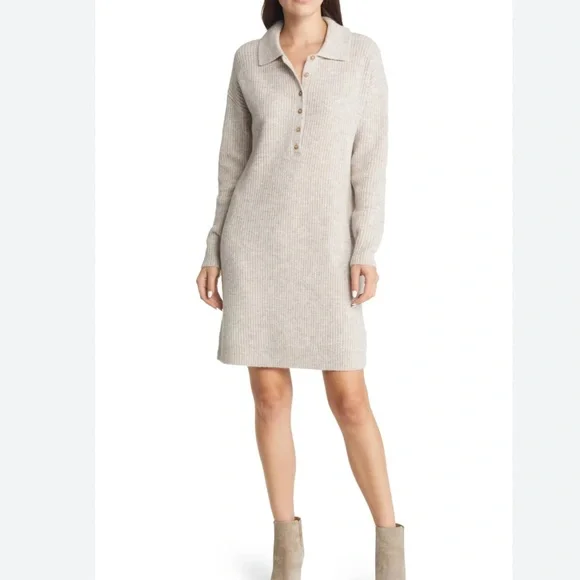 Treasure And Bond Polo Sweater Dress Size XXS Women Preppy Long Sleeve Stretch - Picture 1 of 13